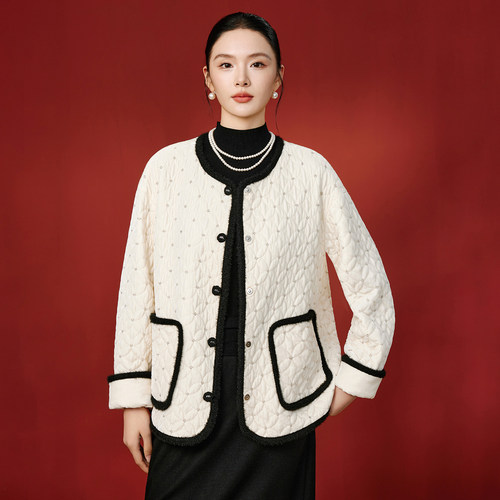迪奥高端真丝丝绒薄款棉服外套女