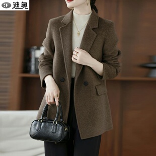 外套女 通勤百搭毛呢西装 迪奥100%羊毛双面呢大衣女25秋冬新款 时尚