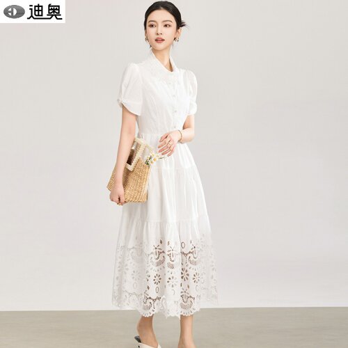 迪奥夏季纯棉短袖连衣裙女仙女裙