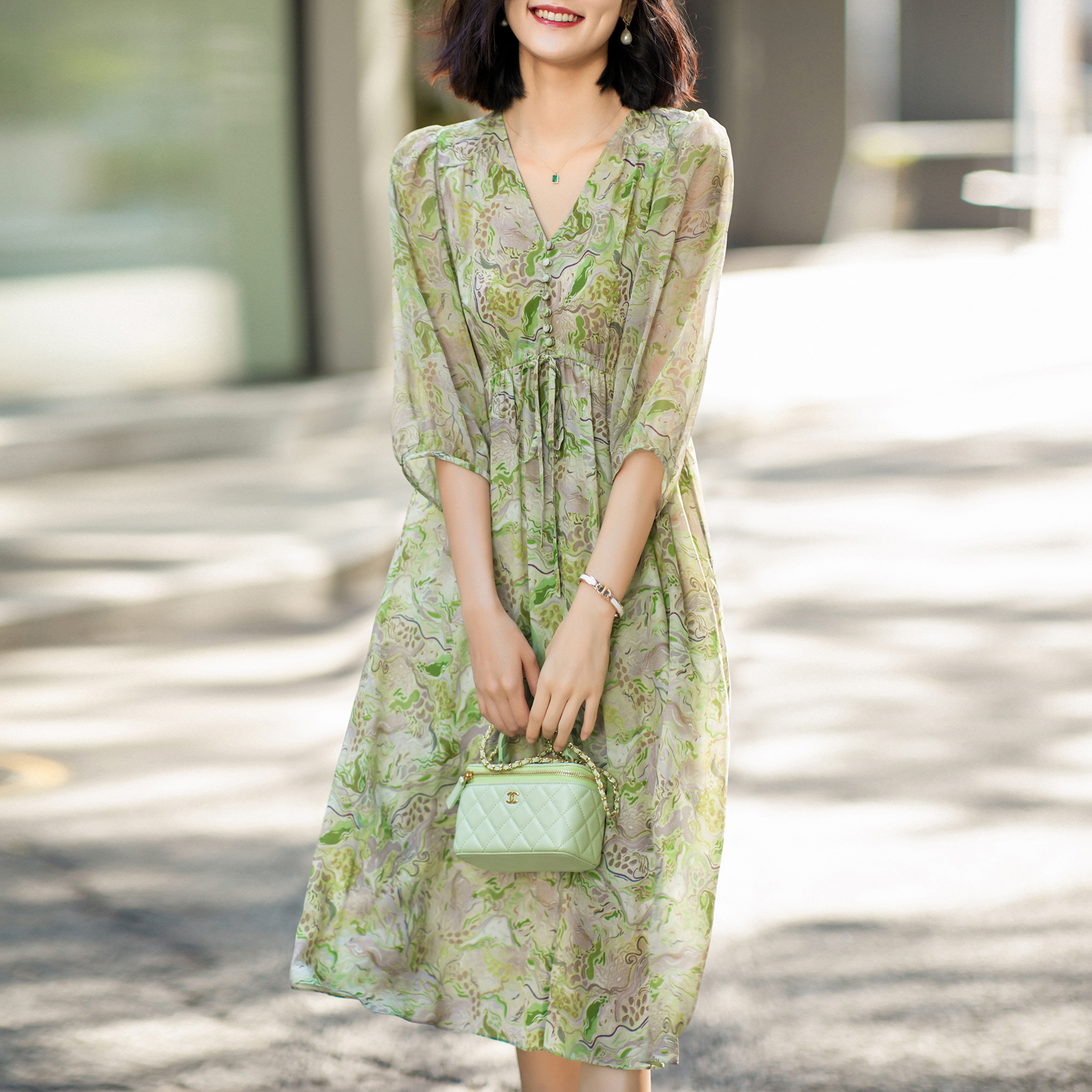 迪奥超好看清凉桑蚕丝真丝连衣裙