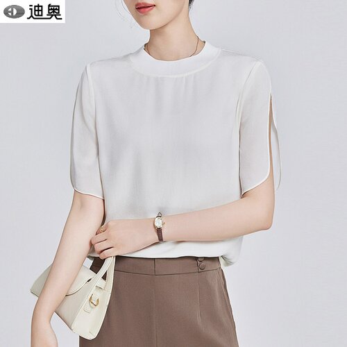 迪奥时尚休闲显瘦真丝短袖T恤女