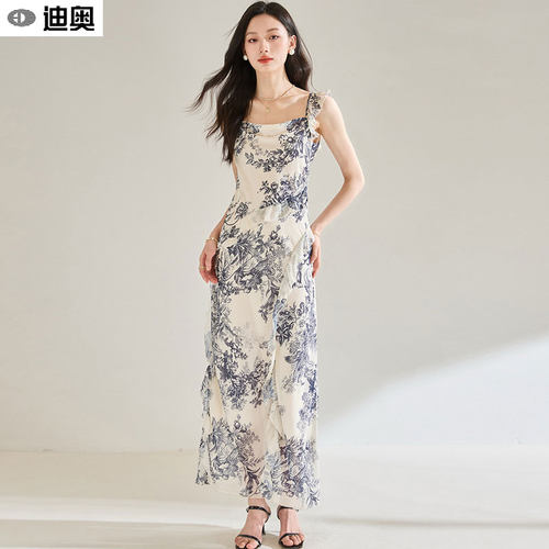 迪奥法式浪漫优雅显瘦背心连衣裙