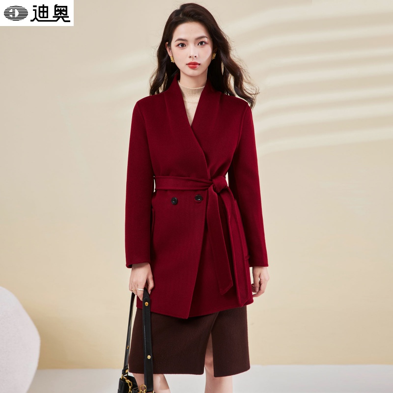 迪奥25秋冬轻奢优雅风羊毛呢大衣