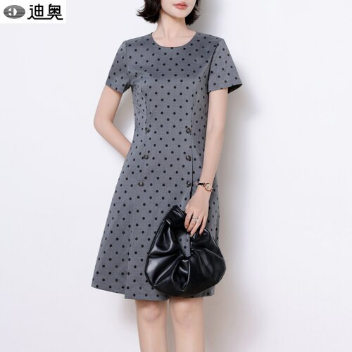 迪奥小众轻奢复古波点A字连衣裙