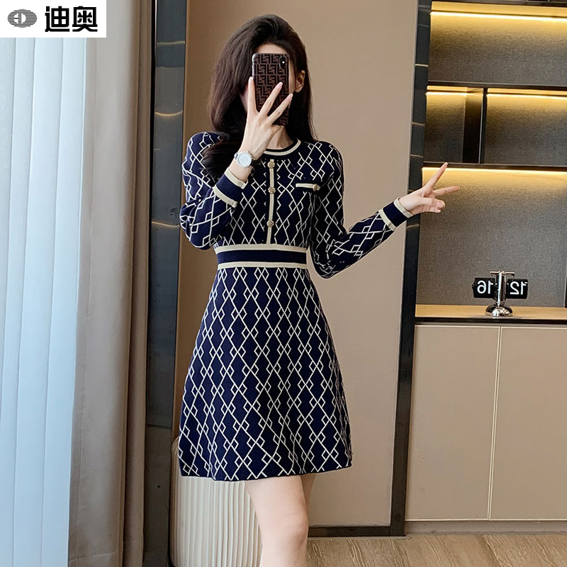 迪奥时尚优雅显瘦中长款连衣裙女