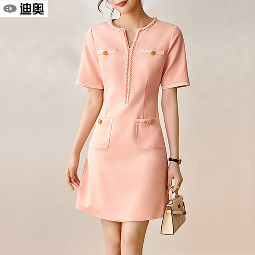 纯色名媛优雅气质A字裙子