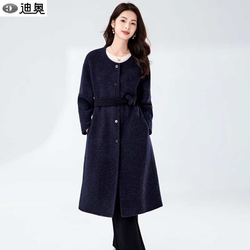 迪奥25秋冬轻奢极简风毛呢大衣女