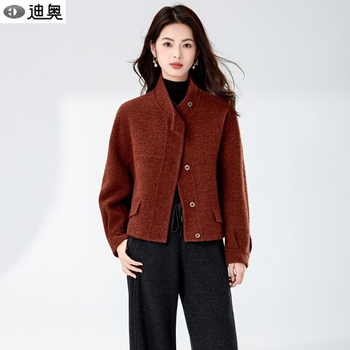 苏丽绒秋冬新款简约风羊毛呢外套
