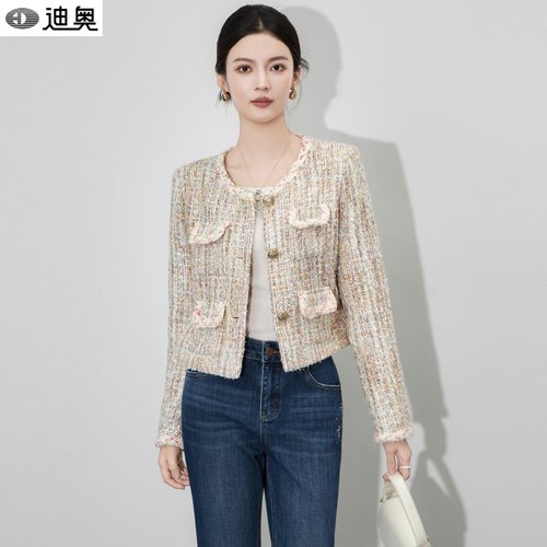 迪奥轻奢小香风名媛千金编织外套