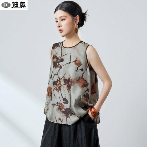 迪奥高端桑蚕丝无袖背心小衫女夏