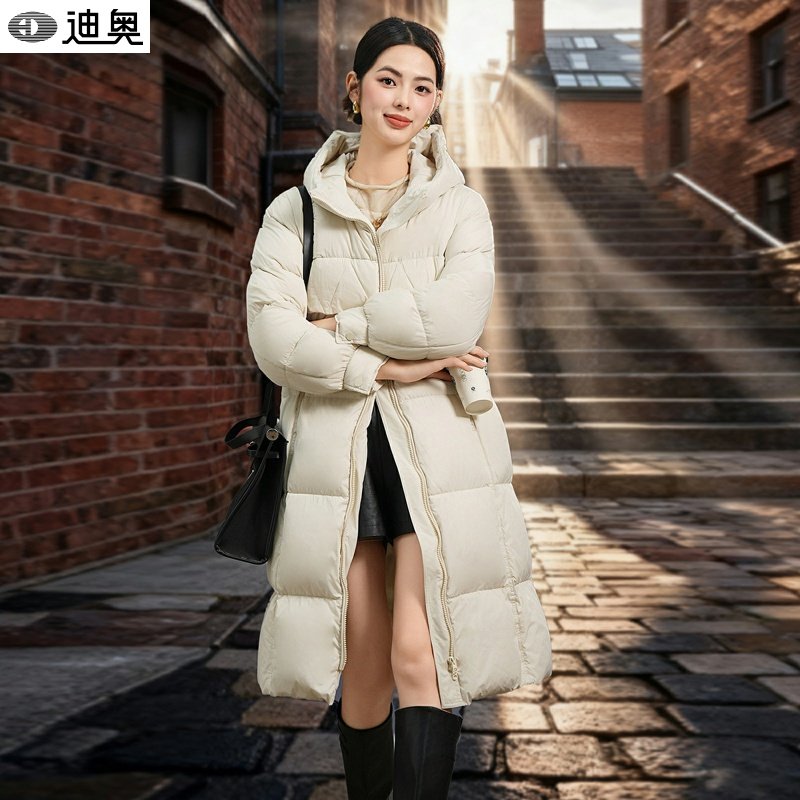 迪奥高端品牌羽绒服冬季女款2025巨好看的白鸭绒羽绒服中长款棉服
