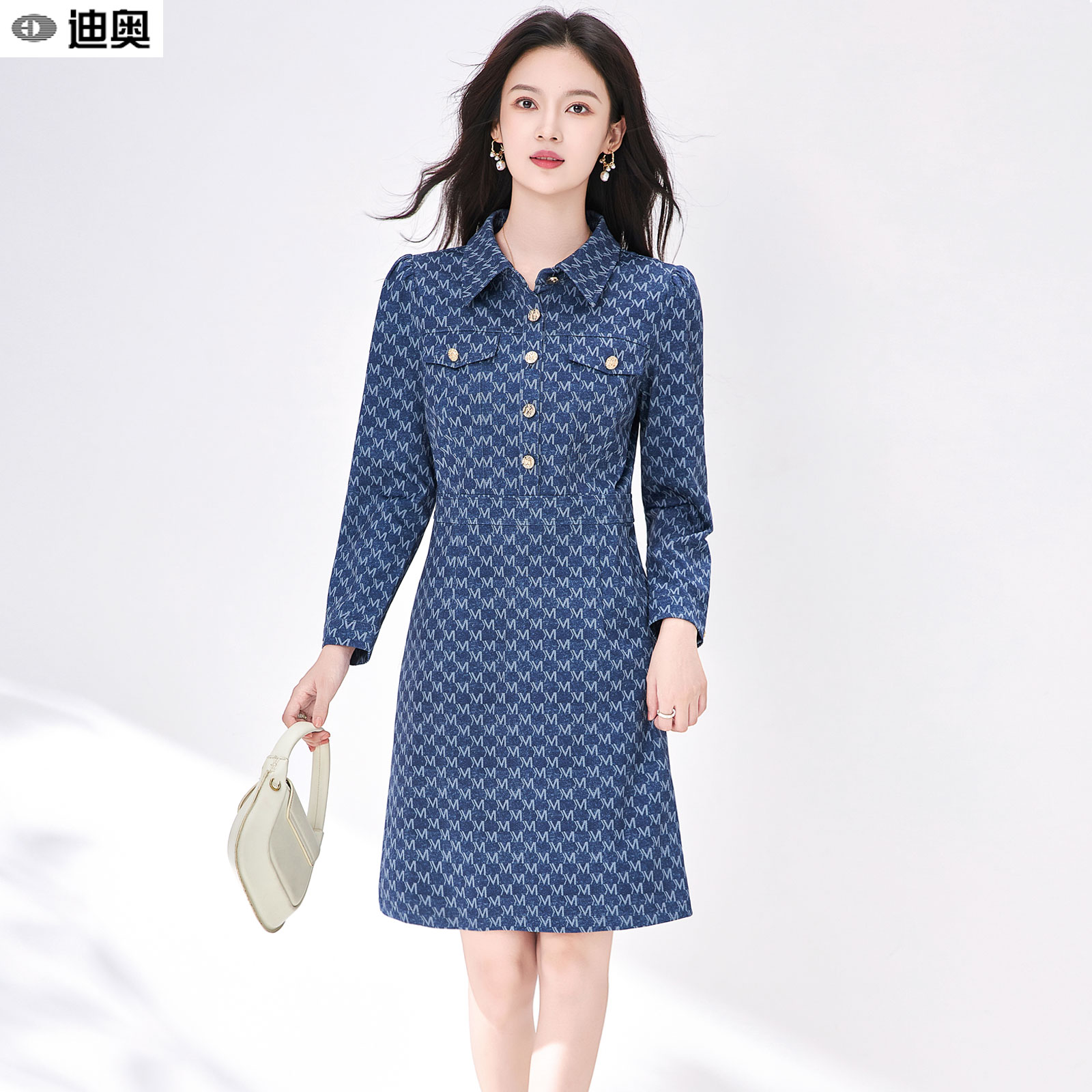 迪奥高级25春秋新款牛仔连衣裙