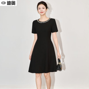 高级感优雅气质收腰显瘦超好看裙子 新款 迪奥短袖 连衣裙女2025夏季