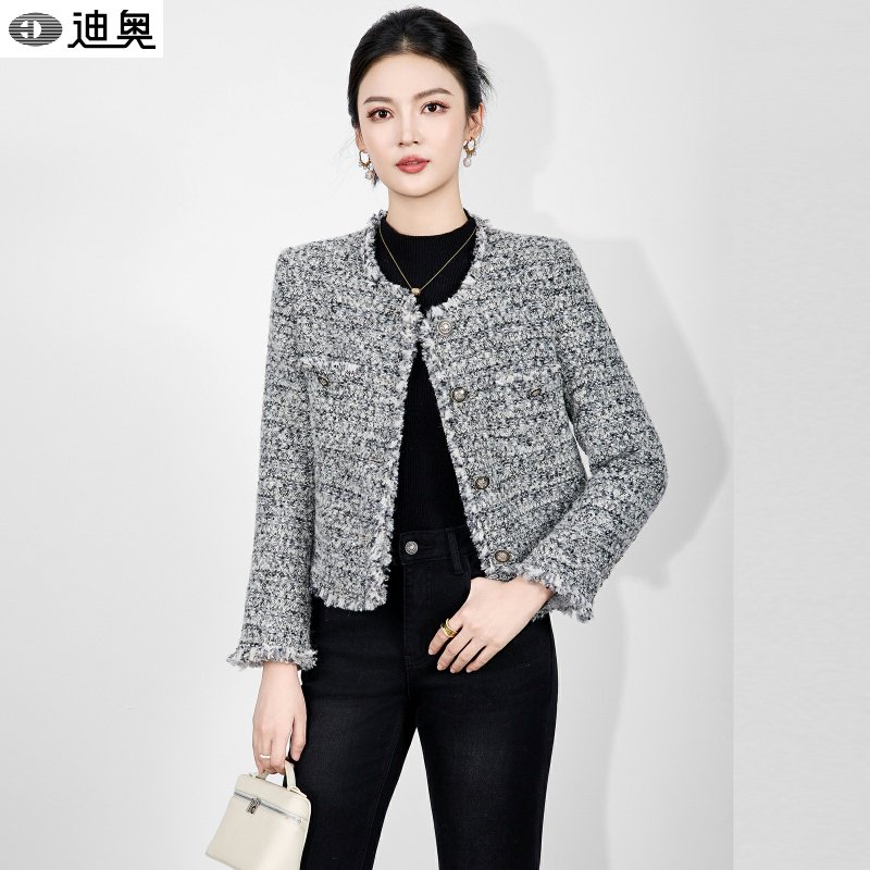 迪奥小香风短外套女2025春秋新款高级感气质名媛羊毛粗花呢上衣冬,女装/女士精品,短外套,淘宝优惠券,粉丝福利购,淘宝优惠卷