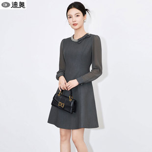 迪奥早秋小香风连衣裙女25新款 中长裙子宴会礼服裙 高级感羊毛长袖