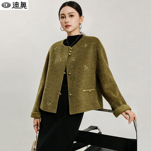 迪奥高级感气质中式羊毛毛呢外套