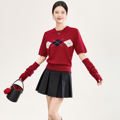 迪奥小众时尚百搭羊毛针织两件套