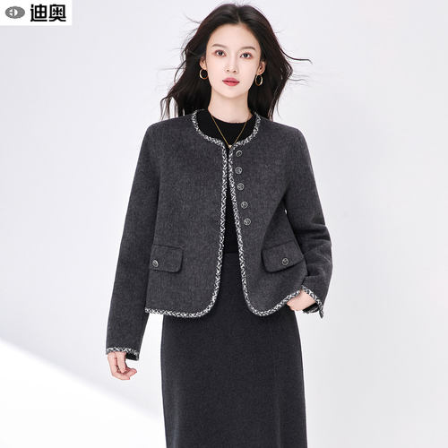迪奥高端大牌羊毛驼绒毛呢外套女