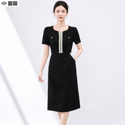 迪奥高端时髦设计感短袖连衣裙夏