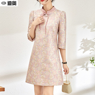 显瘦旗袍裙优雅气质夏 中国风修身 迪奥新中式 连衣裙女2026春秋新款