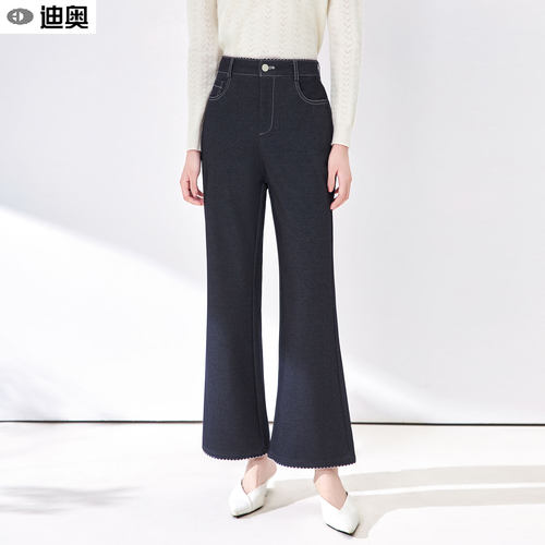 迪奥时尚简约休闲微喇牛仔裤女
