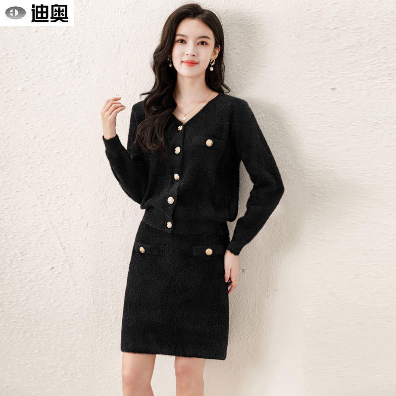迪奥高级感小香风秋冬套装裙女24新款名媛水貂针织开衫半裙两件套,女装/女士精品,时尚套装,淘宝优惠券,粉丝福利购,淘宝优惠卷