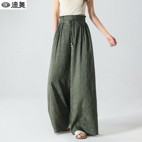迪奥复古国风真丝桑蚕丝休闲裤女