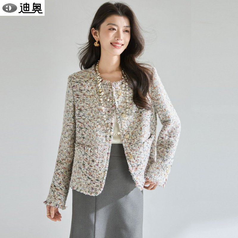 迪奥早春小香风短外套女2026新款轻奢气质名媛风氛围感粗花呢外套