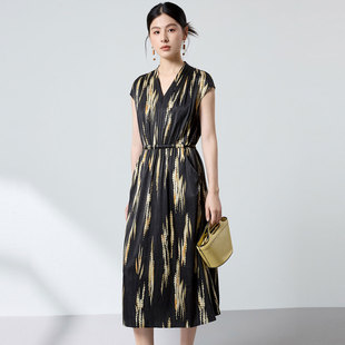 气质收腰显瘦印花裙 时尚 迪奥轻奢高端桑蚕丝连衣裙女2026夏季 新款