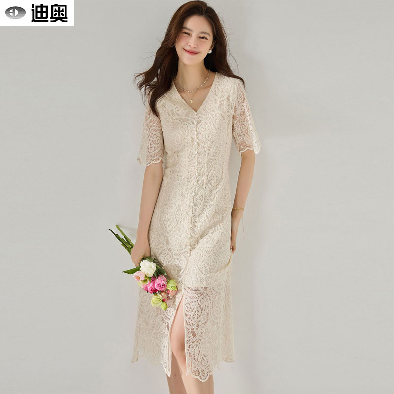 迪奥高端时尚优雅显瘦短袖连衣裙