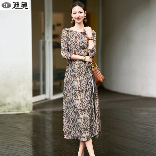 迪奥轻奢优雅真丝桑蚕丝连衣裙夏