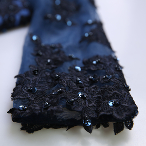 Blue black long sleeved bride wedding dinner will show host long dress