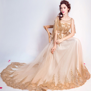 Retro luxurious noble golden bride wedding dresses wedding dresses