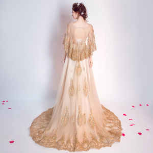 Retro luxurious noble golden bride wedding dresses wedding dresses