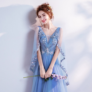 Resplendent romantic blue bridal wedding dresses and wedding dresses for dinner party