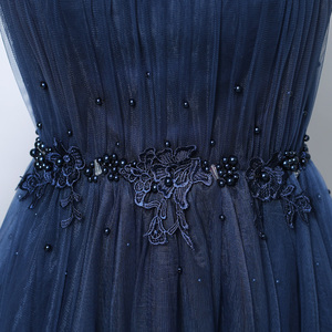Blue Neck nailed ball dinner party year President wedding dress wedding bridesmaid dress