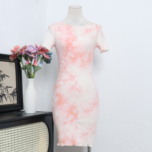 连衣裙A3 澳洲单小众设计性感辣妹扎染印花弹力修身 显瘦短款