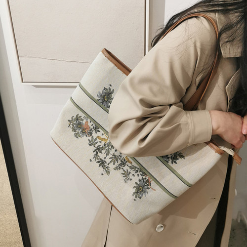 吾尤粒新款帆布女士托特包