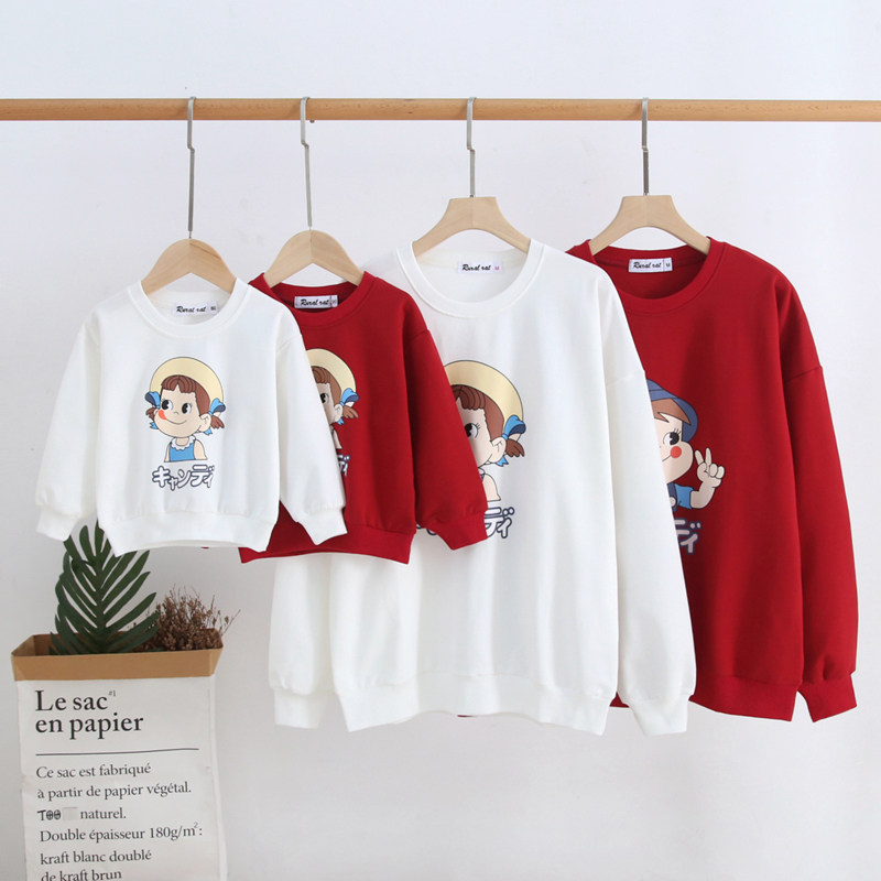 플러스 사이즈 부모-자식 의류 3 4인 가족을 위한 가을 겨울 의류  를 위한 패셔너블한 가족 스웨트 셔츠 엄마와 아이 엄마와 딸 가족 의류