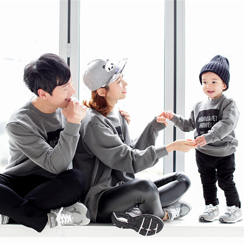 3 4인 가족을 위한 가을 겨울 의류 중간 길이의 루즈한 스웨트 셔츠 엄마와 아이 엄마와 딸을 위한 한식 가족 의류