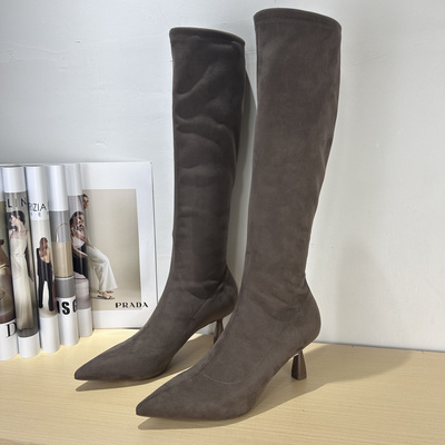 欧货2025秋冬新款真皮弹力靴