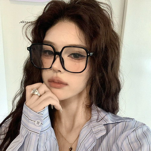 复古方形黑框眼镜女可配度数近视