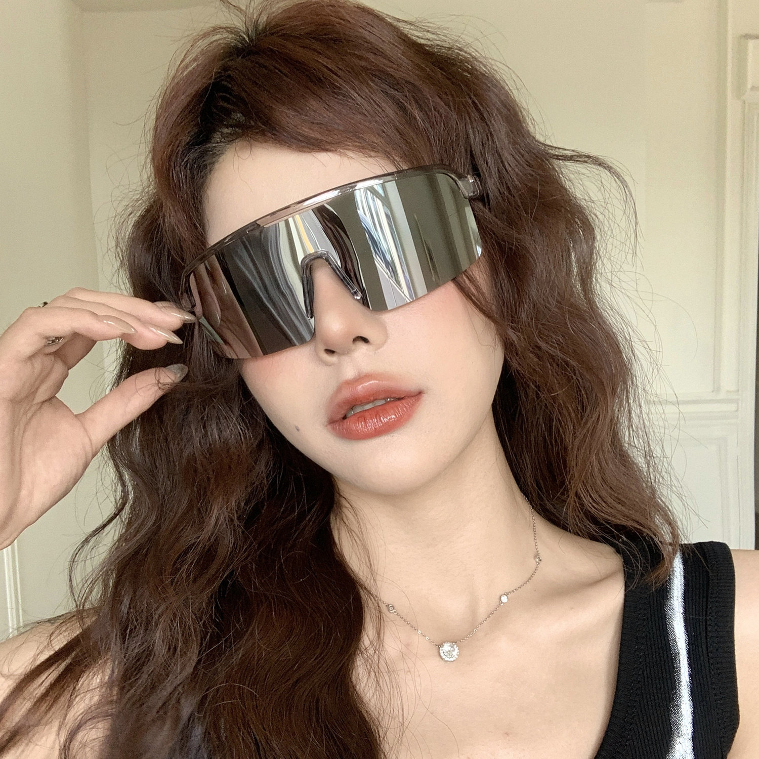 欧美反光水银色骑行眼镜太阳镜女登山护目防风户外运动遮阳墨镜男
