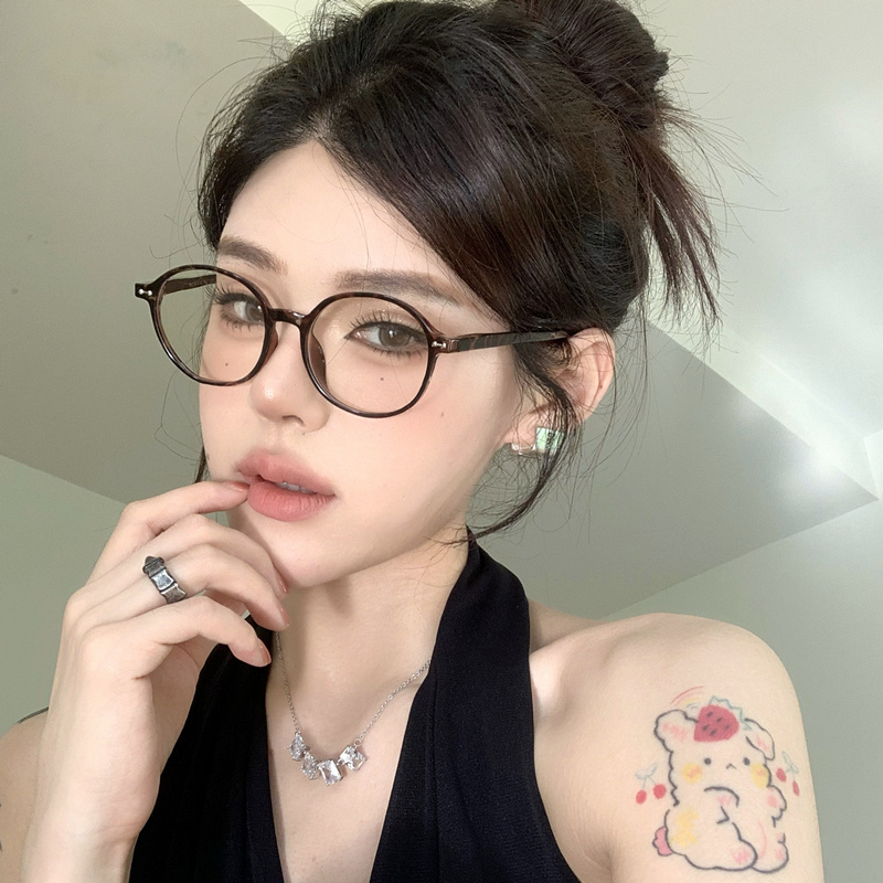 复古玳瑁椭圆超轻眼镜架可配度数