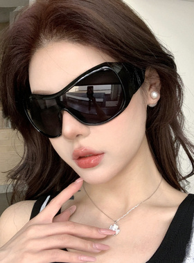 欧美超大框黑色墨镜户外运动防风