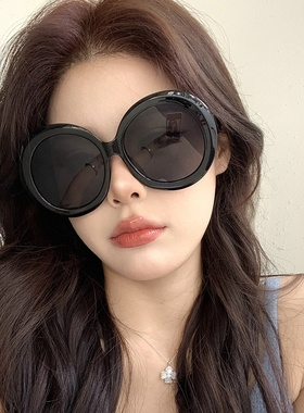 欧美超大框黑色圆框墨镜女潮大脸