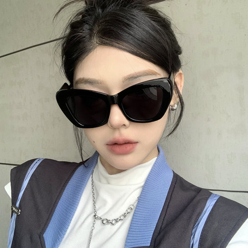 复古黑色大框猫眼墨镜女防紫外线