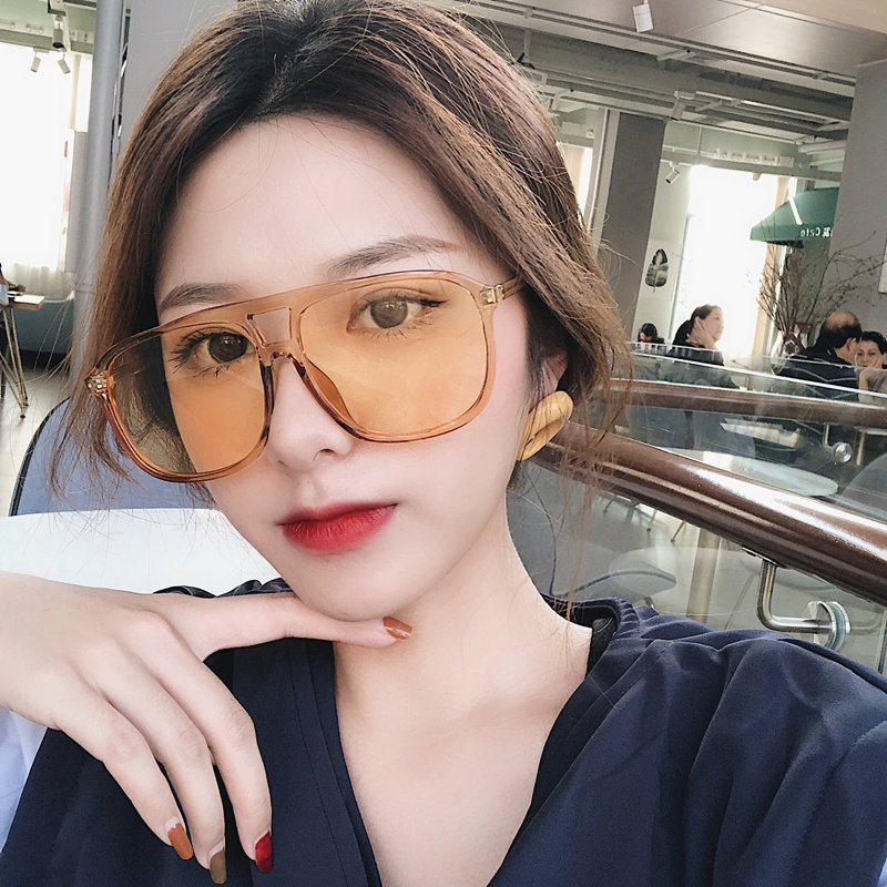 韩版墨镜女网红同款太阳镜大框时尚个性百搭潮流黄色近视太阳眼镜