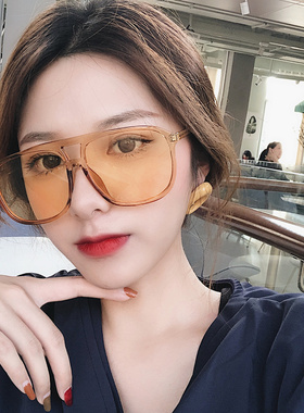 女红同款大框个性黄色太阳眼镜