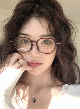 复古红色眼镜框女可配度数近视高级感韩系素颜神器防蓝光平光镜架